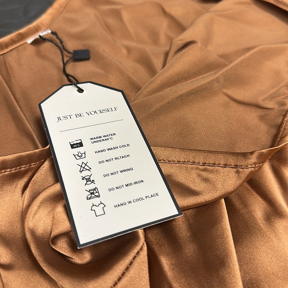 NWT - Women's Satin Dress Spaghetti Strap Drawstring Ruched Cocktail Evening - Picture 8 of 8